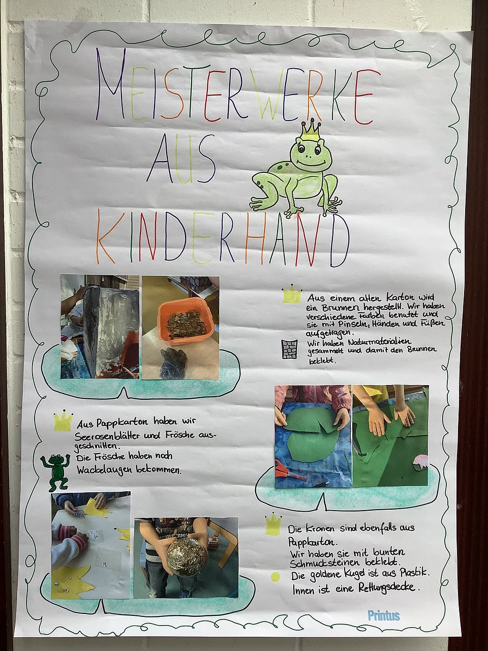 2026_10_01_Froschkönig_Aktion_mit_Schaufenster__2_.JPG Plakat „Meisterwerke aus Kinderhand“ zum Märchenprojekt „Der Froschkönig“ der Vorschulkinder des DRK-Heilpädagogischen Kindergartens mit Fotos der kreativen Gestaltungsschritte.